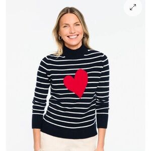 Talbots heart stripe mockneck sweater